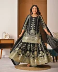 Premium Vichitra Silk Embroidered Top, Sharara & Dupatta Set