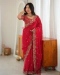 Premium Heavy Fendy Silk Thread & Sequin Embroidered Saree