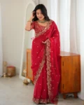 Premium Heavy Fendy Silk Thread & Sequin Embroidered Saree