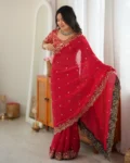 Premium Heavy Fendy Silk Thread & Sequin Embroidered Saree