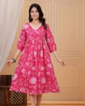 Maternity & Feeding Cotton Sanganeri Print Gown
