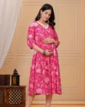 Maternity & Feeding Cotton Sanganeri Print Gown