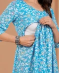 Maternity & Feeding Cotton Sanganeri Print Gown