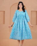 Maternity & Feeding Cotton Sanganeri Print Gown