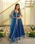 Designer Fendy Silk Gown, Pant & Dupatta Set