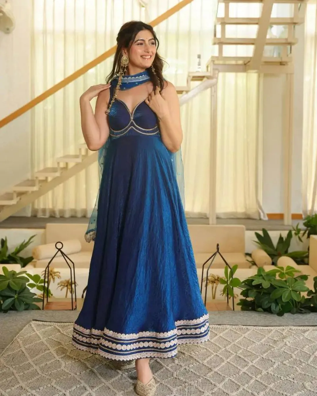Designer Fendy Silk Gown, Pant & Dupatta Set video