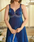 Designer Fendy Silk Gown, Pant & Dupatta Set