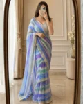 Premium Fendy Satin Silk Sarowski Diamond Mirror Work Saree