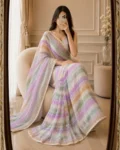 Premium Fendy Satin Silk Sarowski Diamond Mirror Work Saree