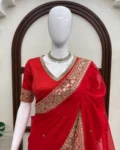 Designer Tibby Silk Thread & Sequin Work Saree – Elegance Redefined
