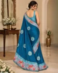Premium Soft Chinon Silk Digital Print Mirror Work Saree