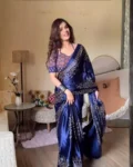 Premium Chinon Silk Digital Print Saree with Piping Work