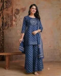 Premium Cotton Kurti, Full-Flair Palazzo & Dupatta Set