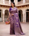 Premium Nylon Viscose Kadi Crepe Georgette Meenakari Jacquard Saree