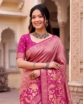 Premium Nylon Viscose Kadi Crepe Georgette Meenakari Jacquard Saree