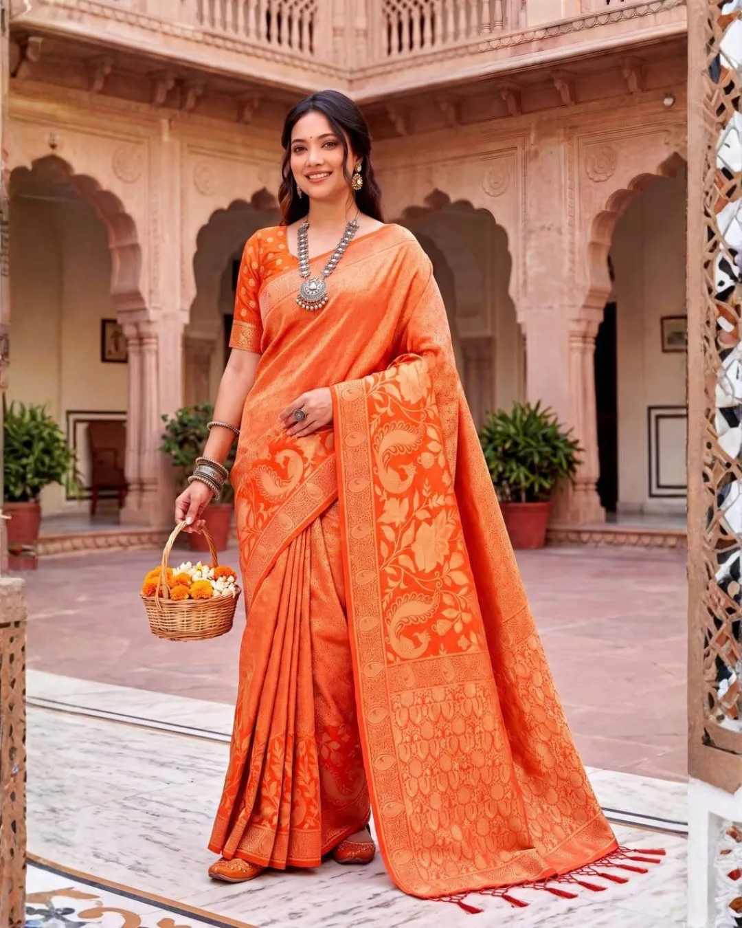 Premium Nylon Viscose Kadi Crepe Georgette Meenakari Jacquard Saree video