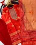 Premium Chinon Digital Print Embroidered Kurti, Pant & Dupatta Set