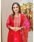 Premium Chinon Digital Print Embroidered Kurti, Pant & Dupatta Set