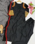 Premium Kashmiri-Style Slub Rayon Tunic, Palazzo & Dupatta Set