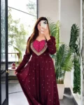 Premium Star Georgette Silk Embroidered Anarkali Gown Set