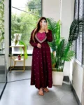 Premium Star Georgette Silk Embroidered Anarkali Gown Set