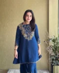 Designer Malai Crepe Kurti & Palazzo Set