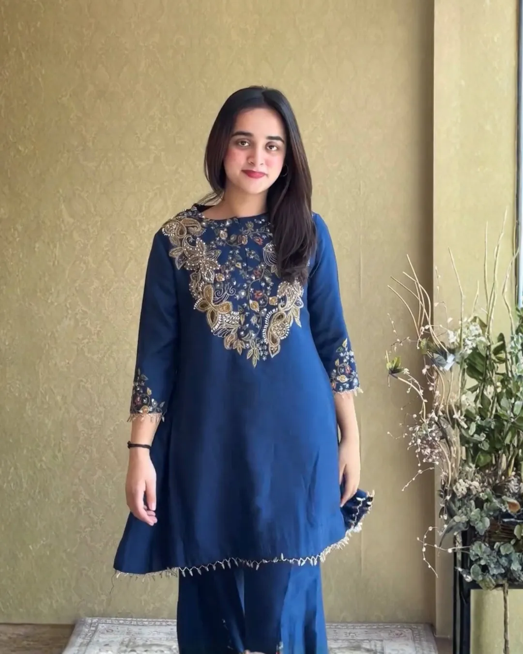 Designer Malai Crepe Kurti & Palazzo Set video