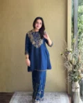 Designer Malai Crepe Kurti & Palazzo Set